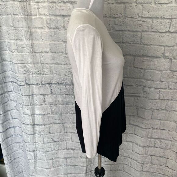 BCBGMaxazria women XXS colorblock Longsleeve scoopneck asymmetrical top - Picture 9 of 12